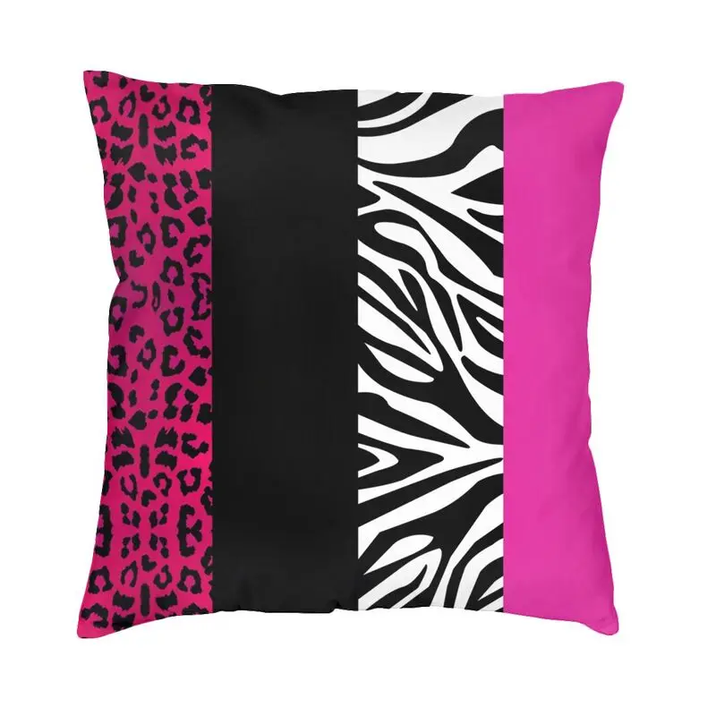 

Hot Pink Zebra And Leopard Animal Print Stripes Cushion Covers 40x40 Polyester Throw Pillow Case for Sofa Car Square Pillowcase