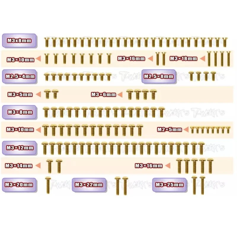 Original T works GSS-XB2'22 Gold Plated Steel Screw Set 131pcs. ( For Xray XB2'22 ) Professional Rc part
Original T works GSS-XB2'22 Gold Plated Steel Screw Set 131pcs. ( For Xray XB2'22 ) Professional Rc part