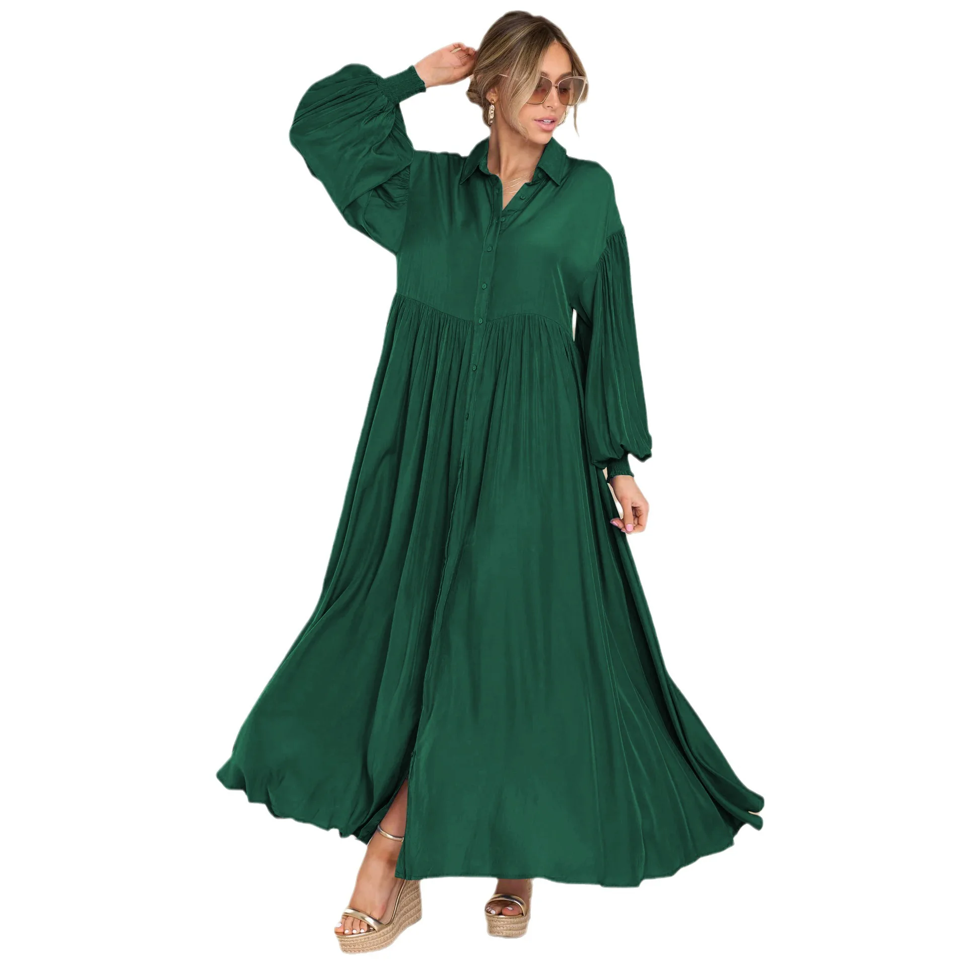 Women's Long Dress 2023 Summer Solid Button Single Breasted Loose Swing Lantern Sleeve Skirt Vacation Maxi Dresses for Women
Women's Long Dress 2023 Summer Solid Button Single Breasted Loose Swing Lantern Sleeve Skirt Vacation Maxi Dresses for Women