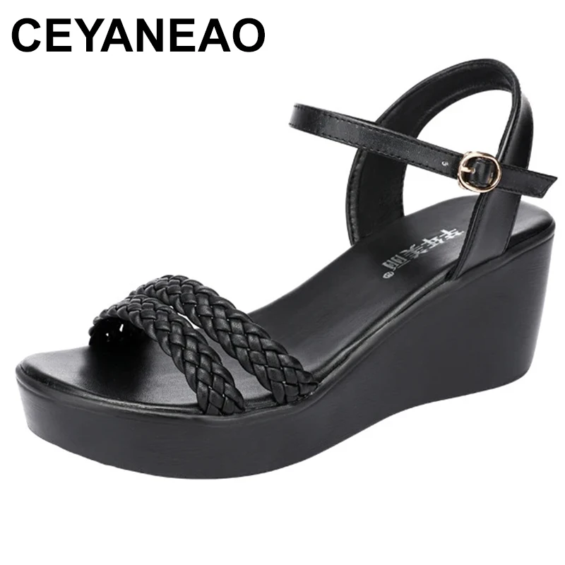 Small Size 32-43 Soft Leather Knit Med Heels Platform Sandals Summer 2023 Women's Thick Bottom Wedges Sandals Office Mom Beach
Small Size 32-43 Soft Leather Knit Med Heels Platform Sandals Summer 2023 Women's Thick Bottom Wedges Sandals Office Mom Beach