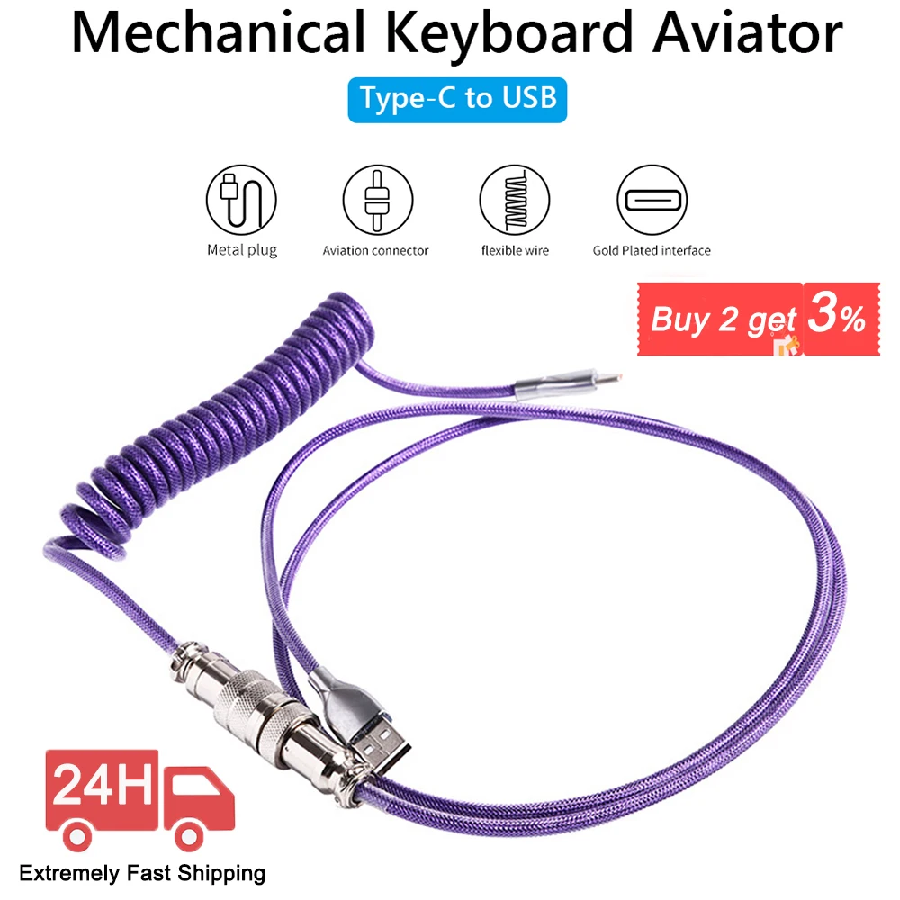 104keys Mechanical Keyboard Coiled Cable Wire Type C Custom Usb Port Cable Aviator Coiling Cable for Gaming Keyboard Accessories
104keys Mechanical Keyboard Coiled Cable Wire Type C Custom Usb Port Cable Aviator Coiling Cable for Gaming Keyboard Accessories