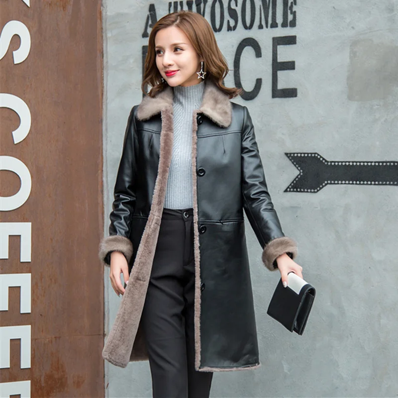 Fashion New Spring Warm Thicken Hidden discount Long sleeves Turn-down collar Pockets Loose Coat Female Leather coat CY450
Fashion New Spring Warm Thicken Hidden discount Long sleeves Turn-down collar Pockets Loose Coat Female Leather coat CY450