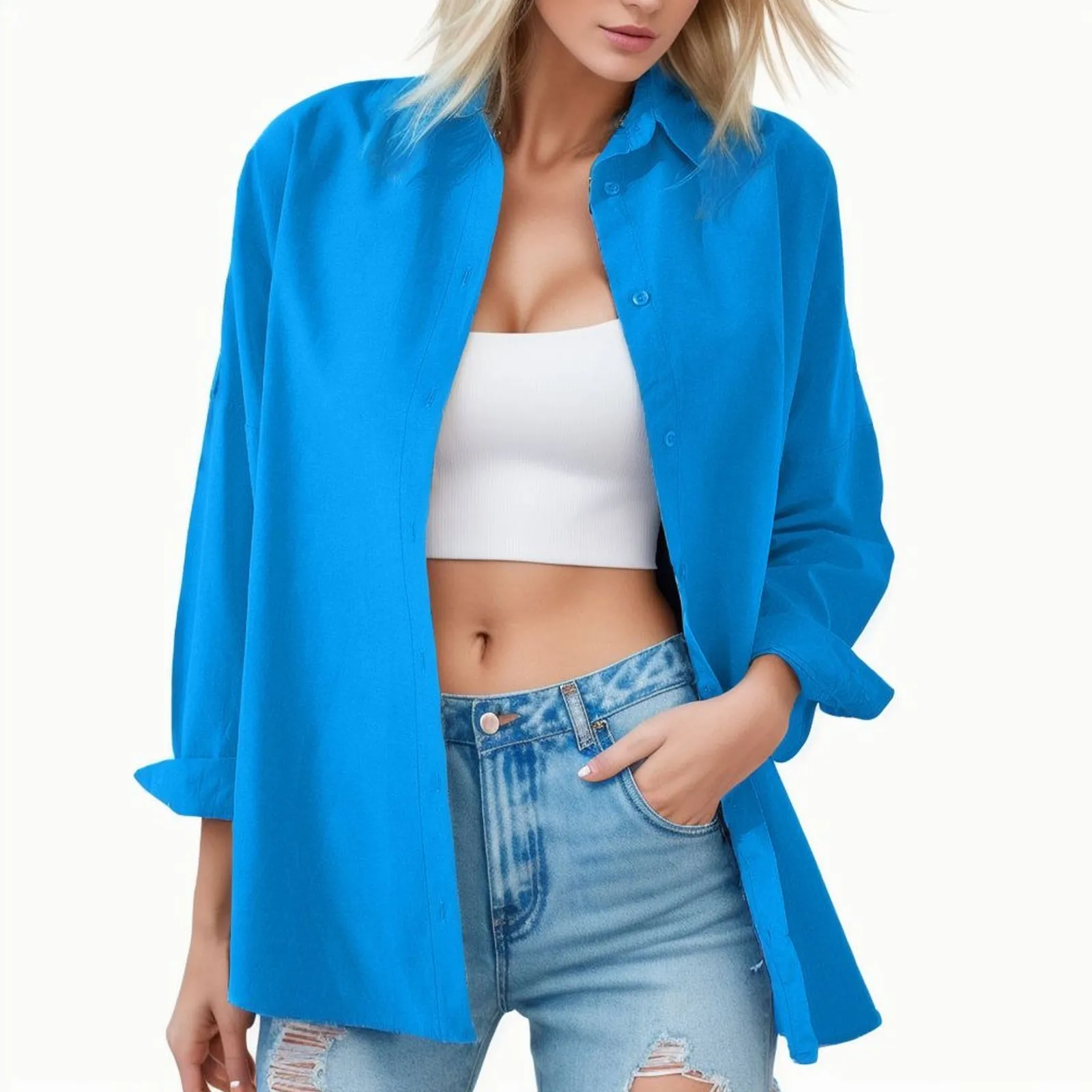 Women Solid Color Long Sleeve Shirts Turndown Collar Loose Blouses Oversize Cardigan Tops Casual Daily Basic Comfy Shirt Blusas
Women Solid Color Long Sleeve Shirts Turndown Collar Loose Blouses Oversize Cardigan Tops Casual Daily Basic Comfy Shirt Blusas