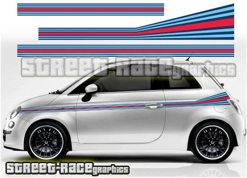 

For x6 Fiat 500 side racing stripes 054 Martini style decals vinyl graphics stickers