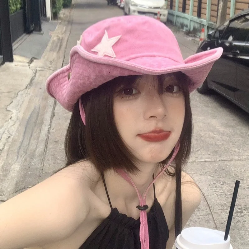 Pink Bucket Caps for Women Summer Babes Y2K Korean Retro Outdoor Hiking Hat Shading Sun Protection Camping Western Cowboy Hats
Pink Bucket Caps for Women Summer Babes Y2K Korean Retro Outdoor Hiking Hat Shading Sun Protection Camping Western Cowboy Hats