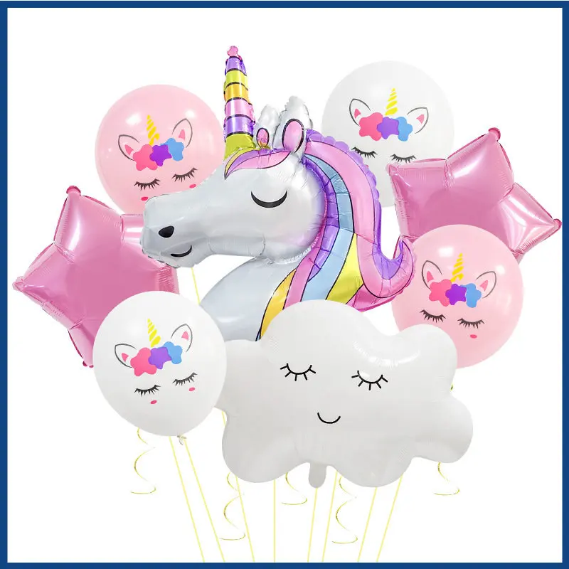 

1set Unicorn Themed Party Balloons Cloud Foil Balloons Girls 1 Year Old Unicorn Birthday Party Decorations Baby Shower Balls