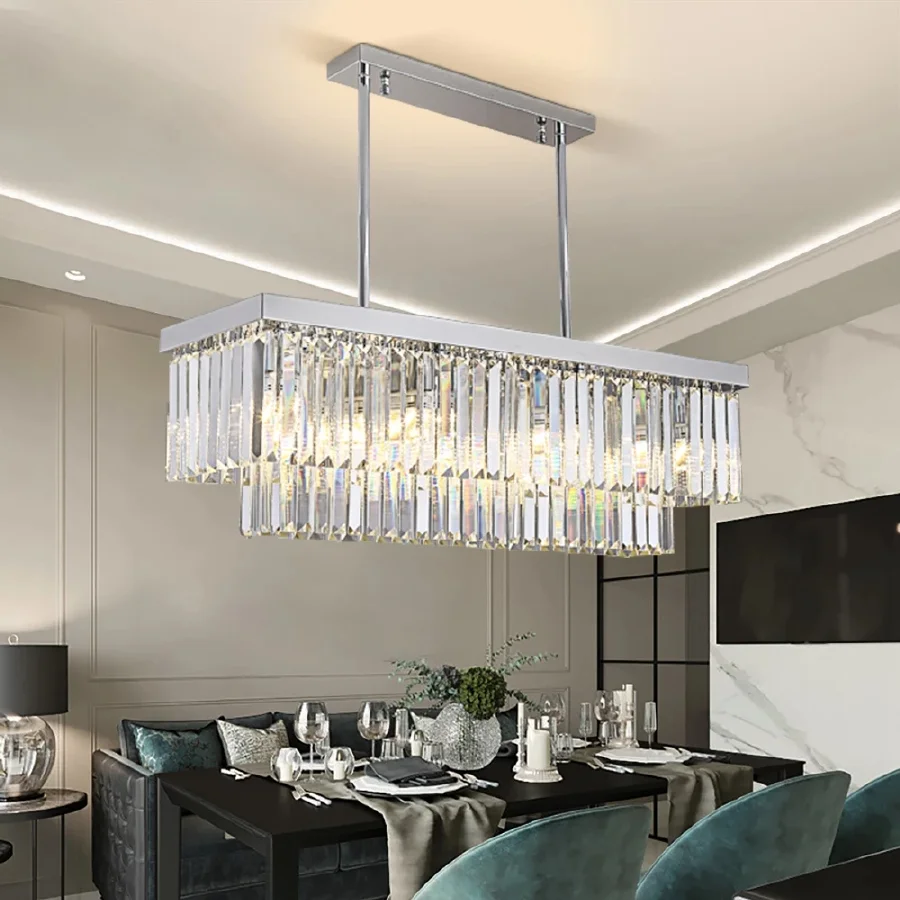 Rectangle Chrome/Gold Chandelier For Dining Room Bedroom Led Crystal Kitchen Lustre Luxury Hanging Lamp Modern Silver Light 2022
Rectangle Chrome/Gold Chandelier For Dining Room Bedroom Led Crystal Kitchen Lustre Luxury Hanging Lamp Modern Silver Light 2022