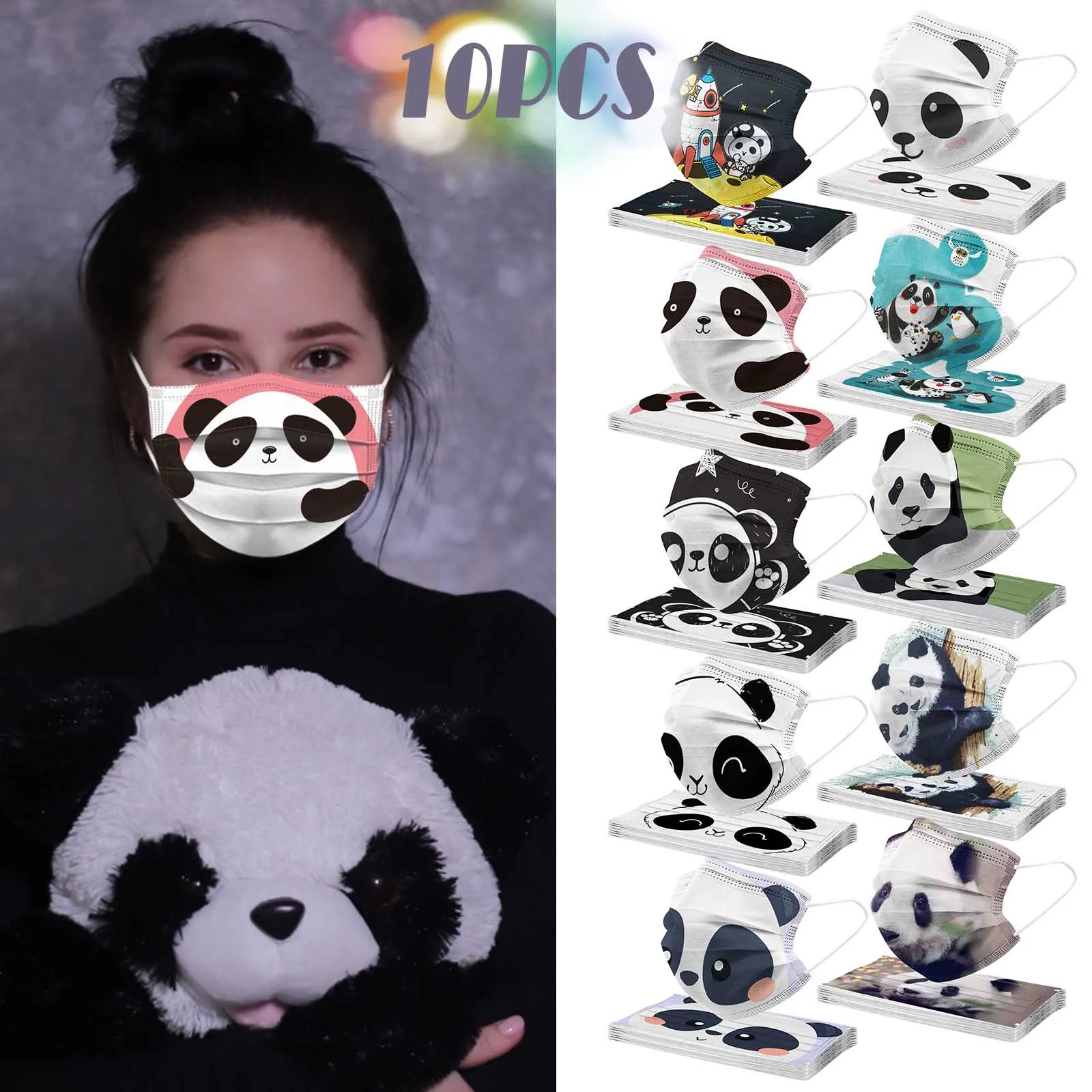 10PCS Panda Print Adults Facemask Sport Disposable Outdoor Cartoon Prints Men Women Face Cover 3 Layer Non Woven Unisex Masks
10PCS Panda Print Adults Facemask Sport Disposable Outdoor Cartoon Prints Men Women Face Cover 3 Layer Non Woven Unisex Masks