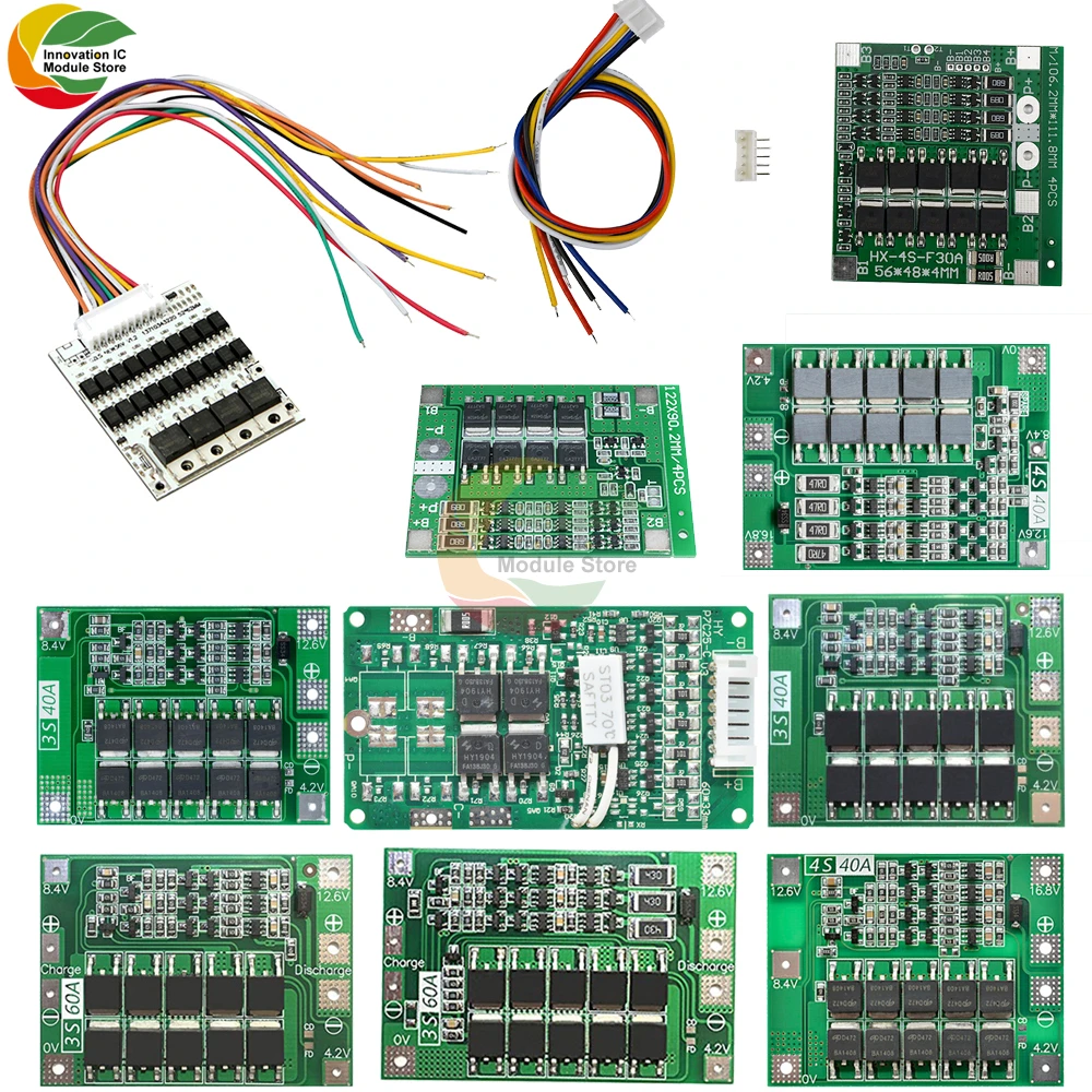 3S 4S 40A 60A Li-ion Lithium Battery Charger Protection Board 18650 BMS For Drill Motor 11.1V 12.6V/14.8V 16.8V Enhance Balance
3S 4S 40A 60A Li-ion Lithium Battery Charger Protection Board 18650 BMS For Drill Motor 11.1V 12.6V/14.8V 16.8V Enhance Balance