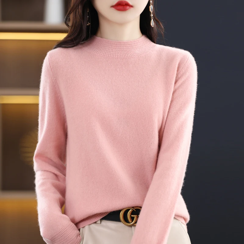 Seamless Woolen Sweater For Women 100 Pure Wool Semi High Collar Loose Sweater With Autumn and Winter Knitwear Cashmere Base
Seamless Woolen Sweater For Women 100 Pure Wool Semi High Collar Loose Sweater With Autumn and Winter Knitwear Cashmere Base