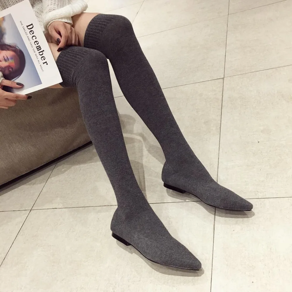 Over The Knee Women Boots Autumn And Winter Boots Knit Socks Boots Pointed Flat Shoes Stretch High Boots
Over The Knee Women Boots Autumn And Winter Boots Knit Socks Boots Pointed Flat Shoes Stretch High Boots