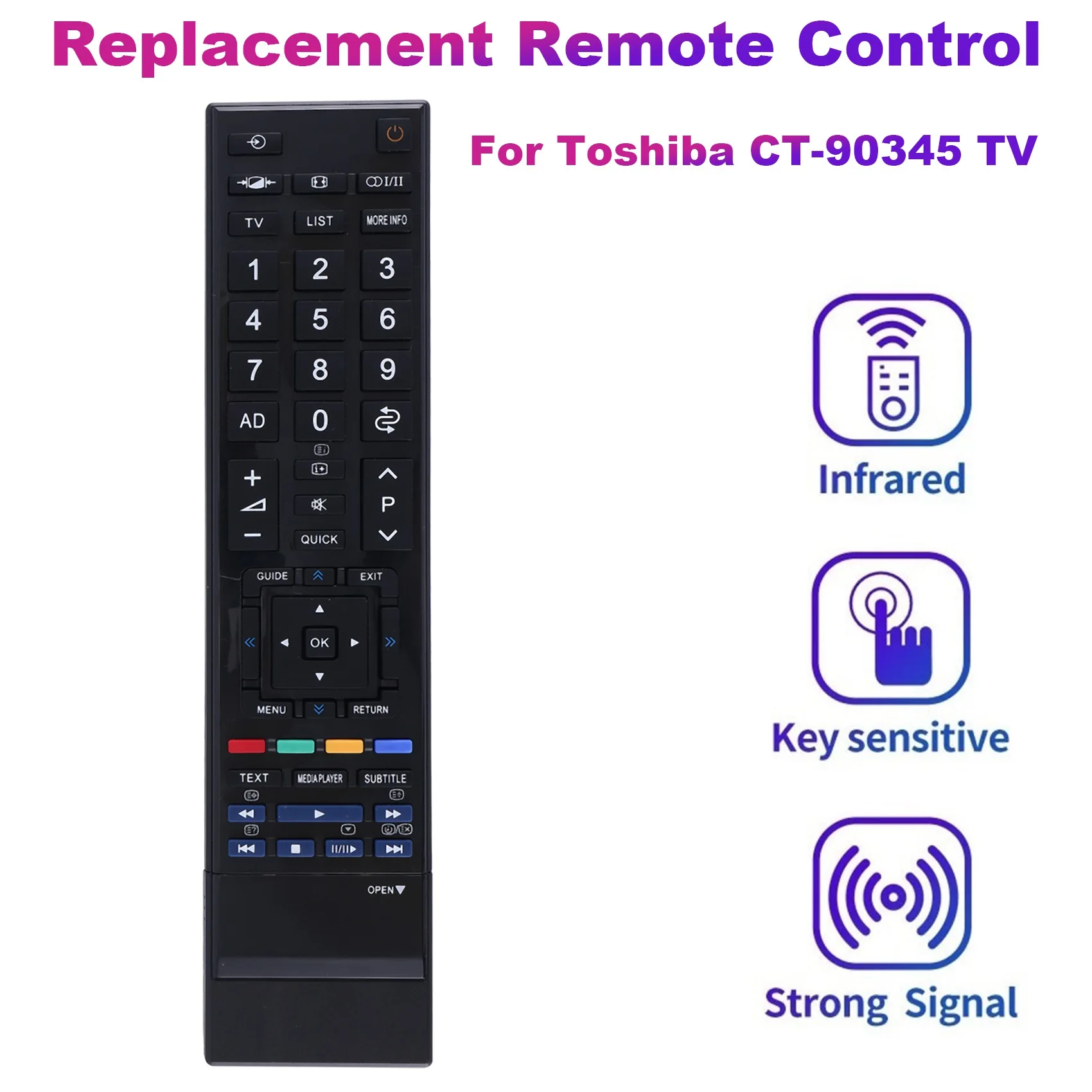 Запасной пульт дистанционного управления для Toshiba CT-90345 TV Remote Control 
Запасной пульт дистанционного управления для Toshiba CT-90345 TV Remote Control
