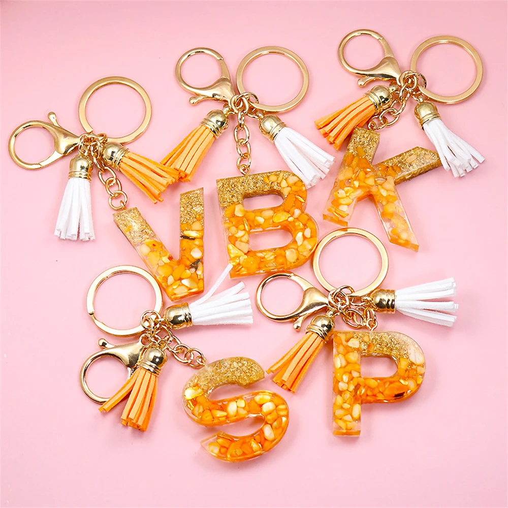 Orange A-Z Initial Letter Keychain With Double Tassel Colorful Stone Filling Resin English Letter Key Chain Bag Hanging Pendant
Orange A-Z Initial Letter Keychain With Double Tassel Colorful Stone Filling Resin English Letter Key Chain Bag Hanging Pendant
