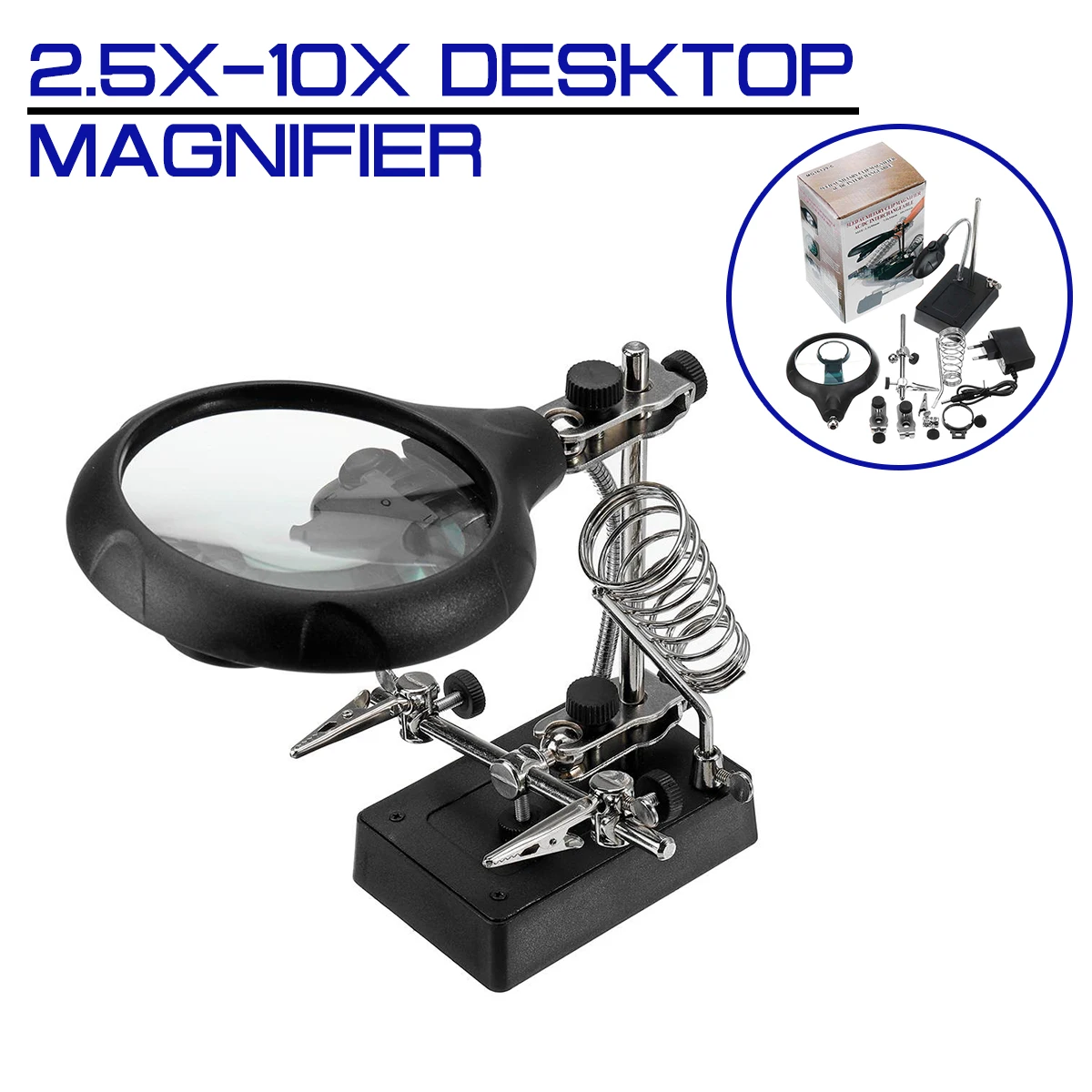 Magnifier 2.5X-10X lens Auxiliary Clip Loupe Desktop Welding Magnifying Glass With LED Light Third Hand Soldering Repair Tool
Magnifier 2.5X-10X lens Auxiliary Clip Loupe Desktop Welding Magnifying Glass With LED Light Third Hand Soldering Repair Tool