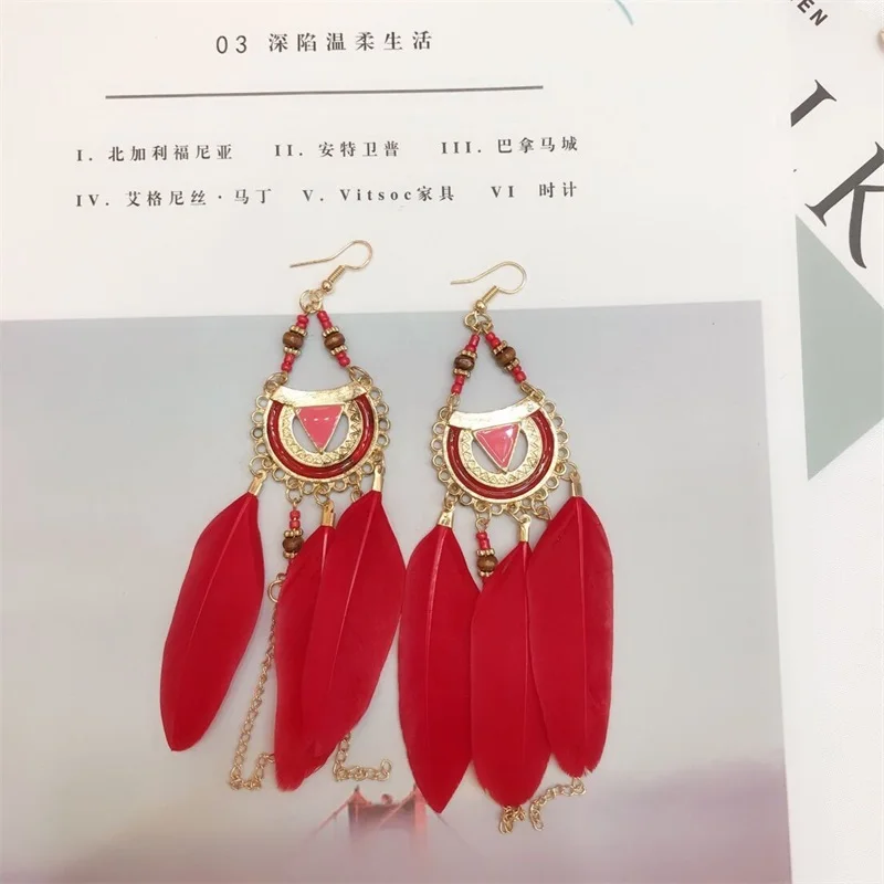 European And American Style Thin Earrings Seaside Holiday Beach Ethnic Exotic Wild Fringed Fairy Long Feather Earrings 
European And American Style Thin Earrings Seaside Holiday Beach Ethnic Exotic Wild Fringed Fairy Long Feather Earrings