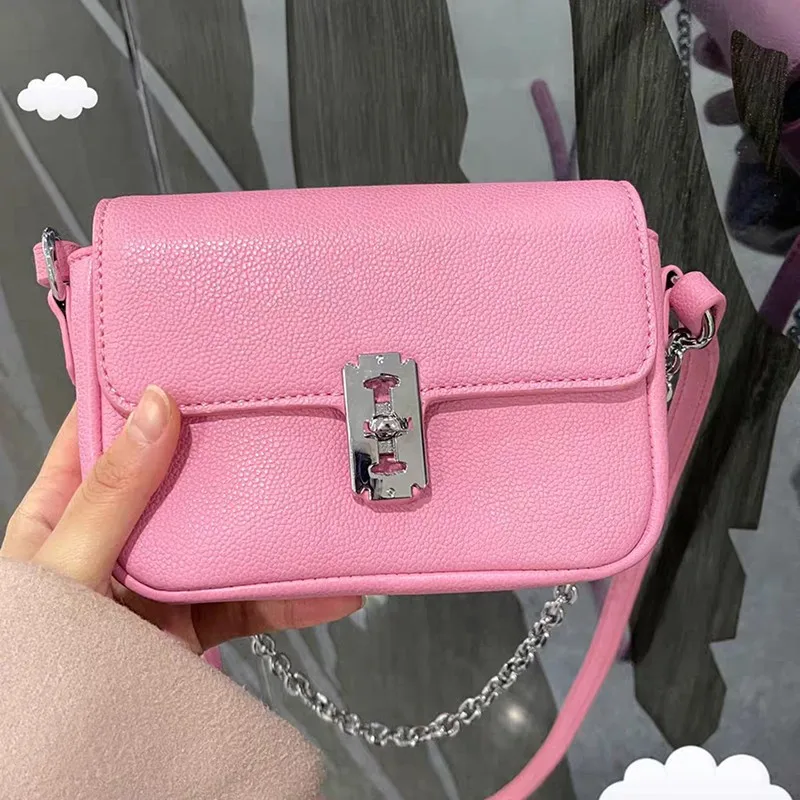 

HAEX Fashion Chains Shoulder Bag Female Vintage Solid PU Women's Bag 2022 Trend New Bolso Mujer Concise Ladies Mini Handbag