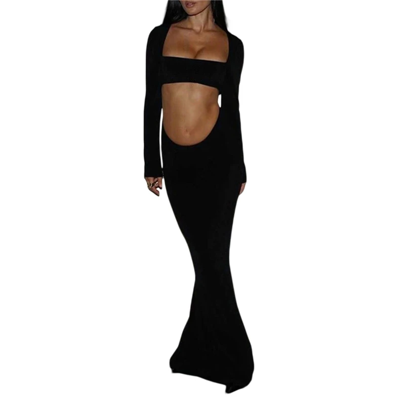 Women Evening Dress Fashion Black Long Sleeve Square Neck Cutout Slim Fit Party Dresses Sexy Hollow Out Ladies Dresses Clubwear
Women Evening Dress Fashion Black Long Sleeve Square Neck Cutout Slim Fit Party Dresses Sexy Hollow Out Ladies Dresses Clubwear