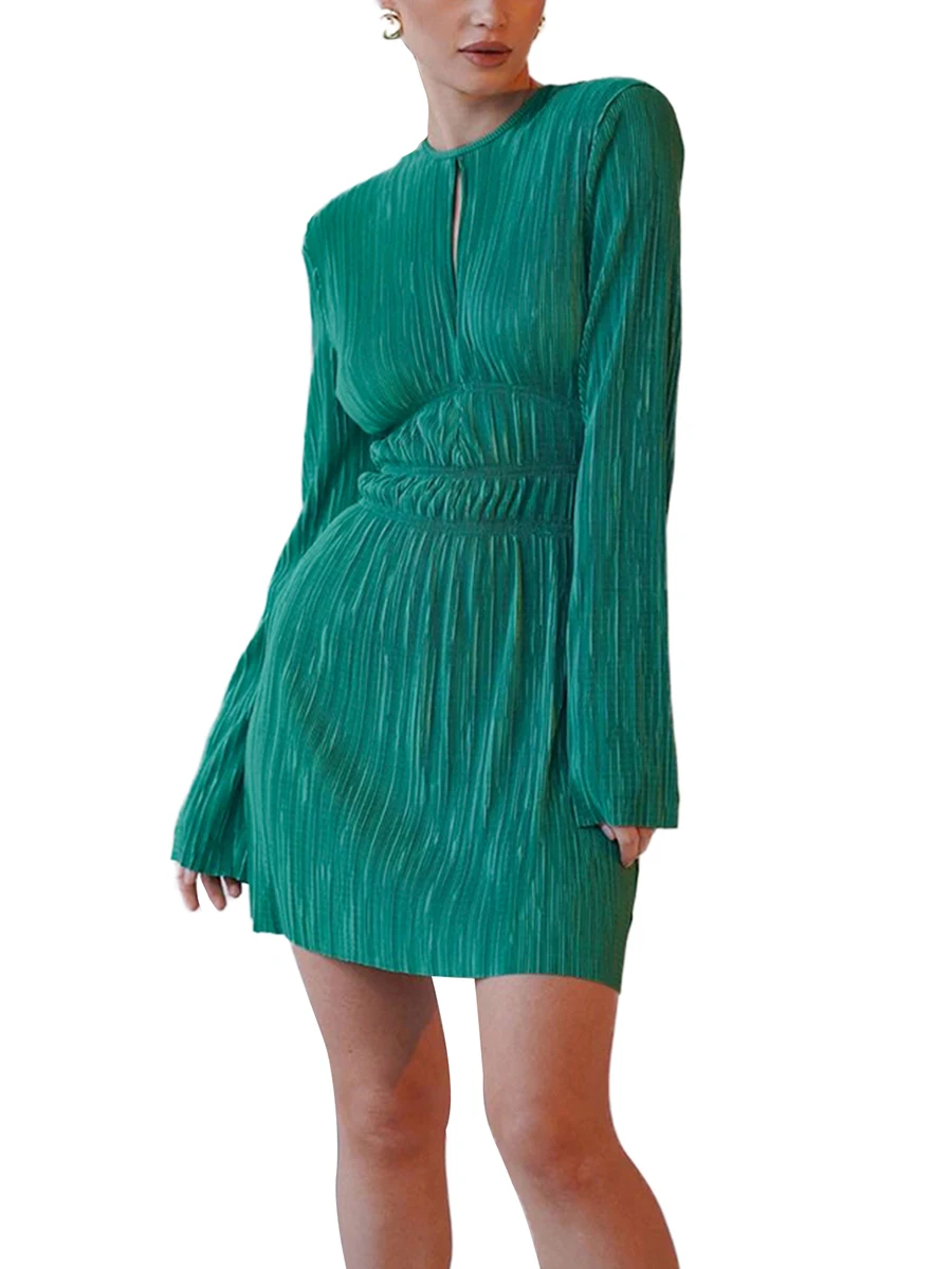 Thorn Tree Long Sleeve Solid Dress Vintage Elegant Hollow Pleathed High Waist Mini Dress Women Fashion Autumn Loose A-Line Dress
Thorn Tree Long Sleeve Solid Dress Vintage Elegant Hollow Pleathed High Waist Mini Dress Women Fashion Autumn Loose A-Line Dress