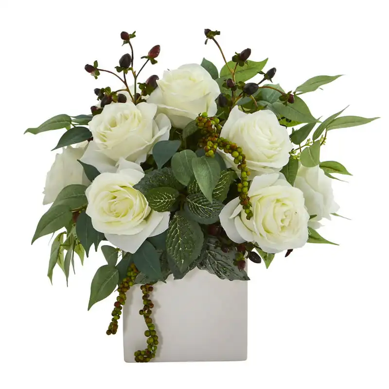 Rose and Mixed Greens and Berries Artificial Arrangement
Rose and Mixed Greens and Berries Artificial Arrangement