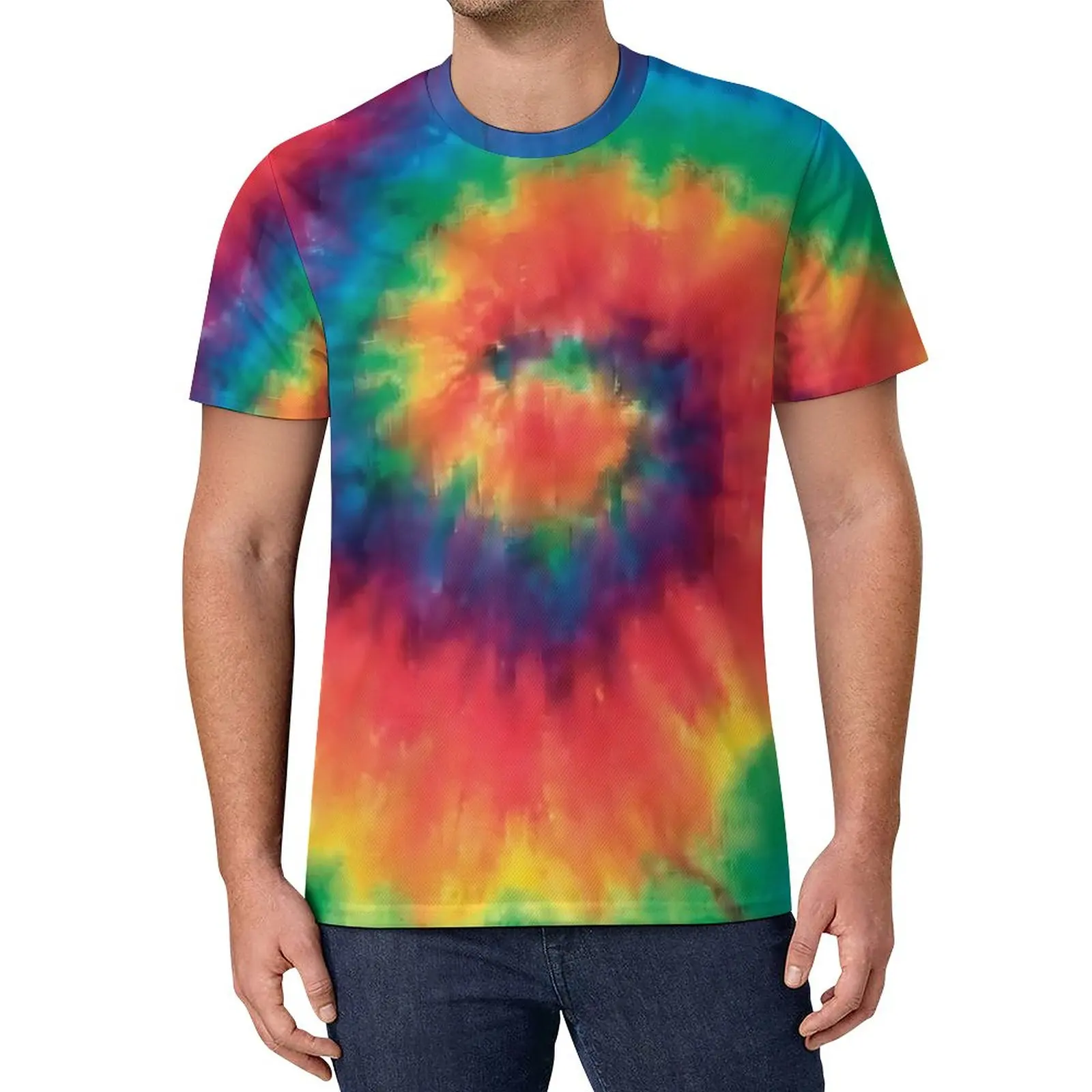 

Hippie Tie Dye T Shirt Man Spiral Rainbow Classic T-Shirts Beach Harajuku Tee Shirt Short Sleeve Custom Plus Size Clothes