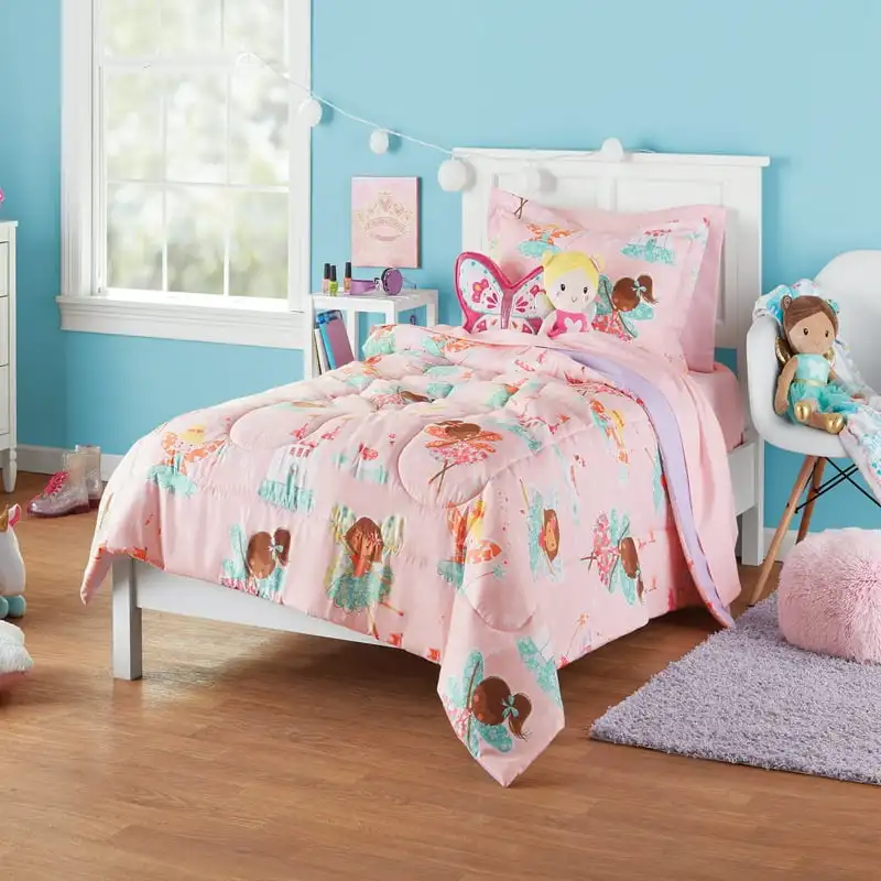 Fairies Twin Bedding Set for Kids, Machine Wash, 5 Pieces 
Fairies Twin Bedding Set for Kids, Machine Wash, 5 Pieces