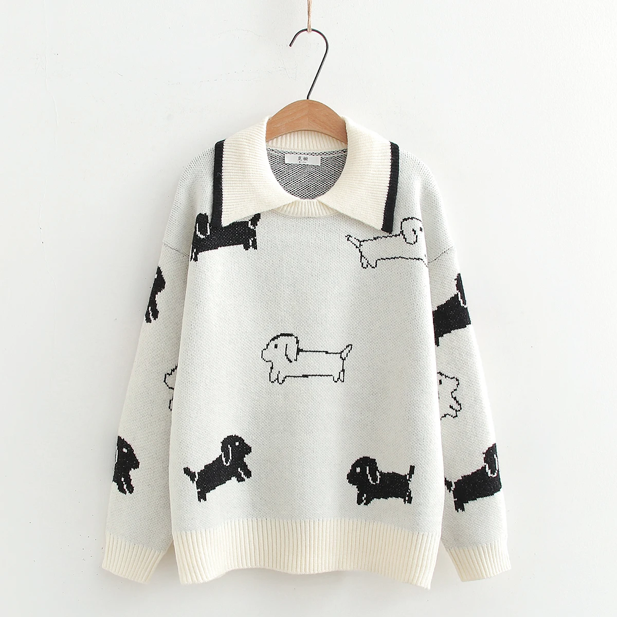 Cartoon Dog Print Sweater Women's Winter Fall Fashion Turn Down Collar Sweat Long Sleeve Loose Casual Knitwear Pullovers Female
Cartoon Dog Print Sweater Women's Winter Fall Fashion Turn Down Collar Sweat Long Sleeve Loose Casual Knitwear Pullovers Female