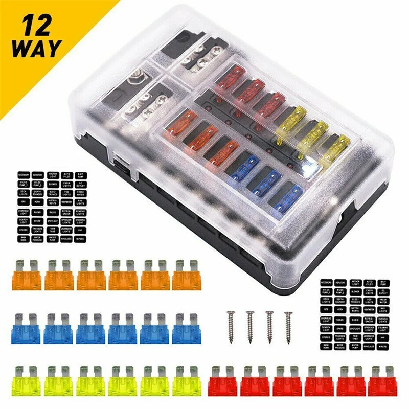 12V 24V 6 Way 12 Way Blade Fuse Box Holder For Car Boat Fuse Holder Block Power Panel Board Camper RV Truck Accessories Set
12V 24V 6 Way 12 Way Blade Fuse Box Holder For Car Boat Fuse Holder Block Power Panel Board Camper RV Truck Accessories Set