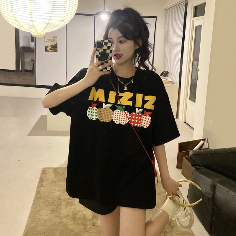 Official Figure Cotton Short SleeveTT-shirt Women's Summer Korean-Style Mid-Length round Neck Cartoon Printing2022New Top plus S
Official Figure Cotton Short SleeveTT-shirt Women's Summer Korean-Style Mid-Length round Neck Cartoon Printing2022New Top plus S