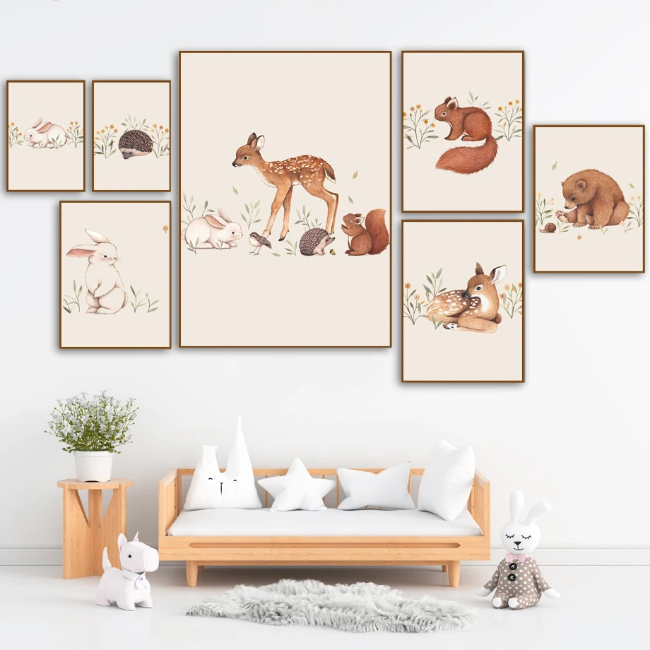 Fox Deer Rabbit Squirrel Bear Leaf Cartoon Animal Wall Art Canvas Painting Nordic Poster And Prints Wall Picture Kids Room Decor
Fox Deer Rabbit Squirrel Bear Leaf Cartoon Animal Wall Art Canvas Painting Nordic Poster And Prints Wall Picture Kids Room Decor