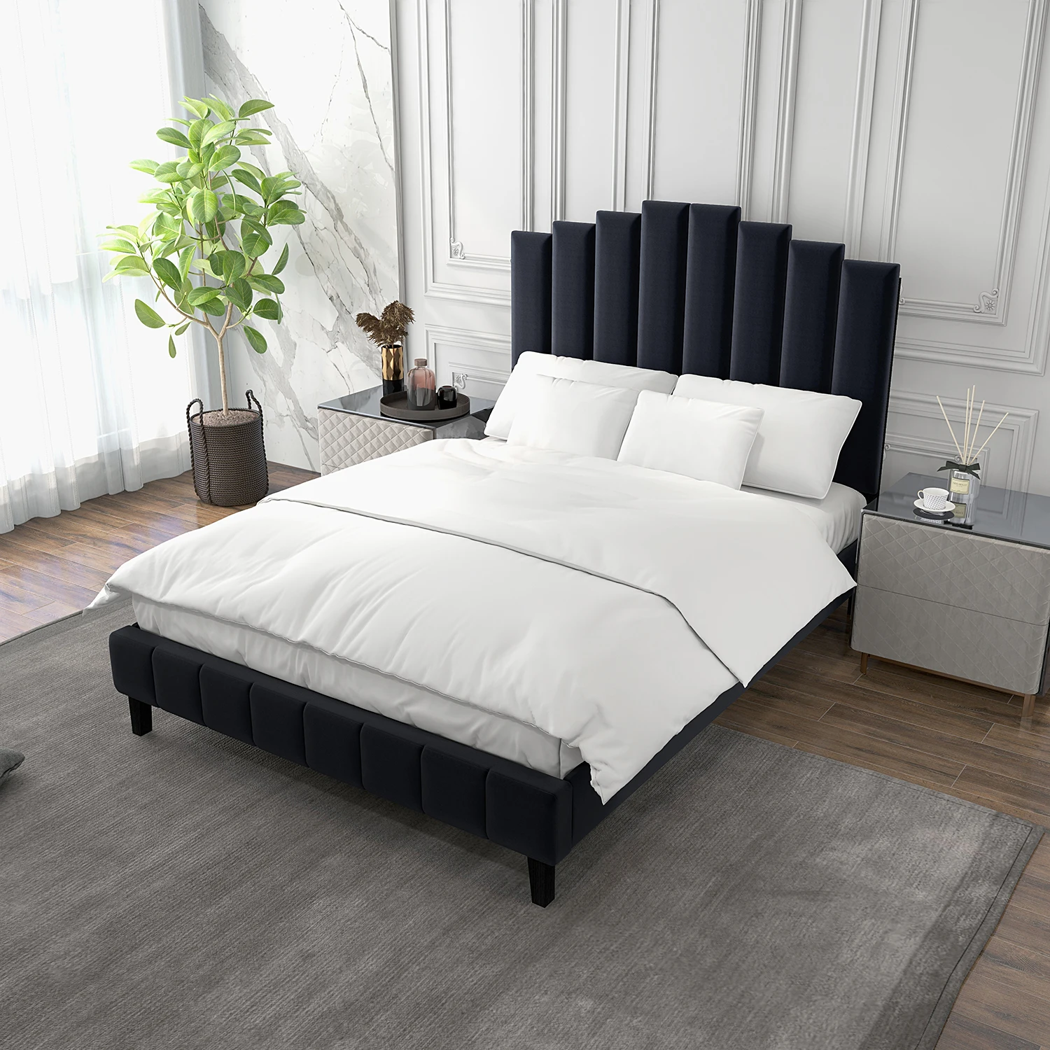 Pharsalia Tufted Upholstered Platform Bed with Headboard and Footboard King /Queen Size
Pharsalia Tufted Upholstered Platform Bed with Headboard and Footboard King /Queen Size