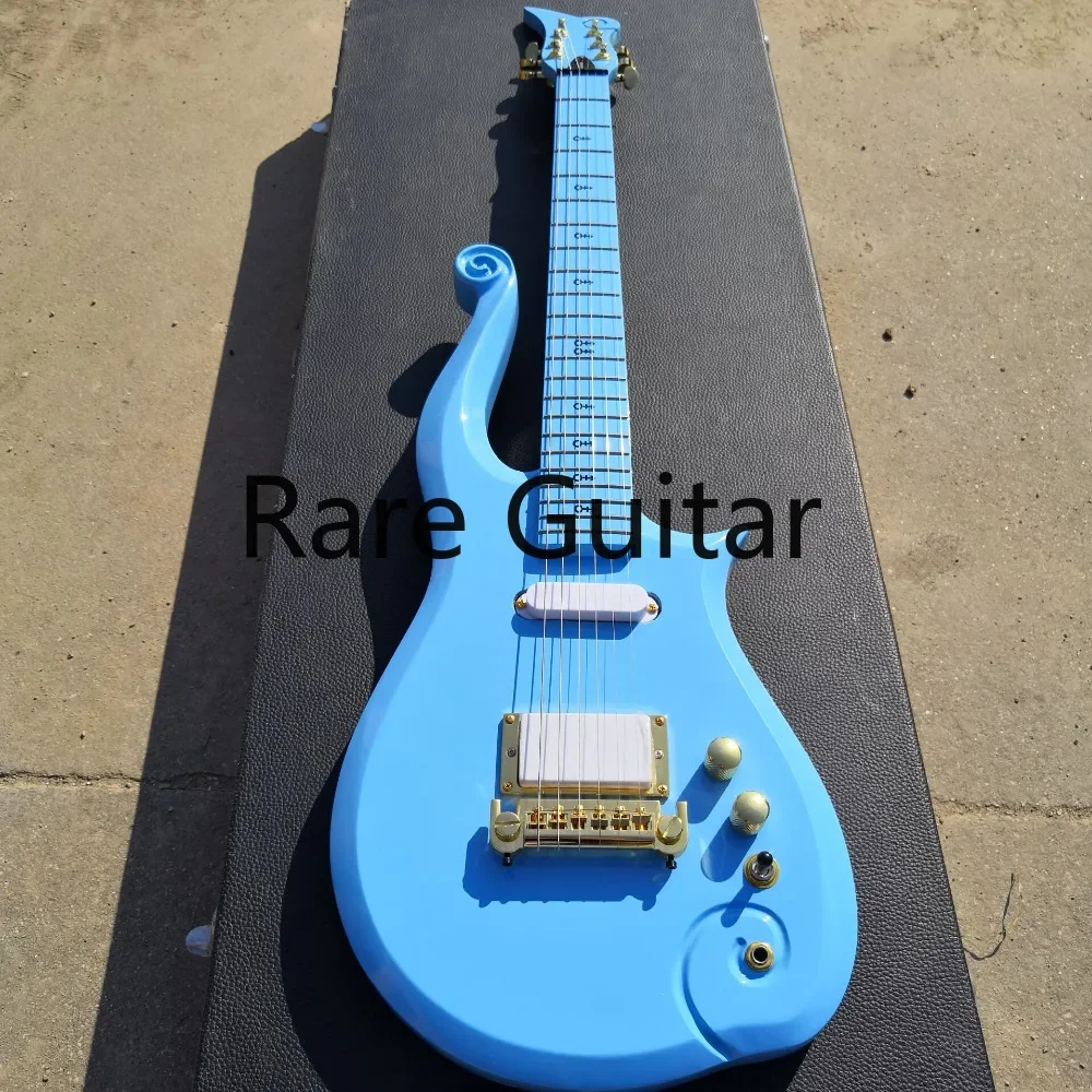 

Rhxflame Diamond Series Prince Cloud Angel Blue Guitar Alder Body, Maple Neck, Symbol Inlay, Gold Truss Rod Cover,