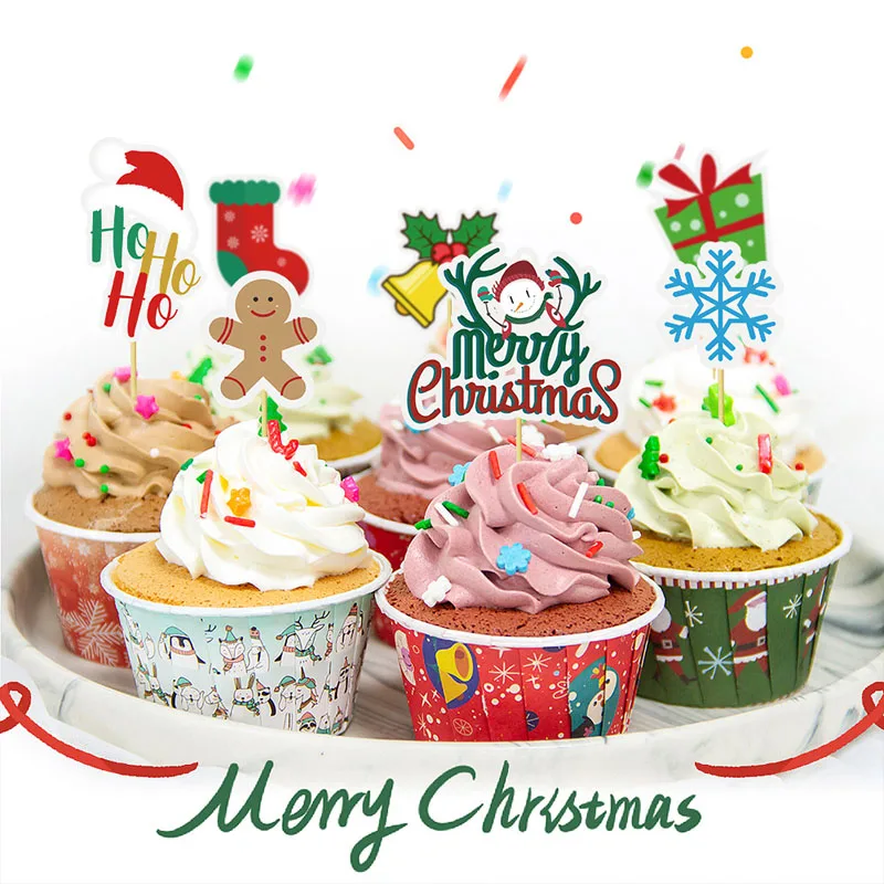 Christmas Pattern Paper Insert Cards Cartoon Cake Topper Dessert Decoration Cupcake Flags Christmas Decor Festive Party Supplies
Christmas Pattern Paper Insert Cards Cartoon Cake Topper Dessert Decoration Cupcake Flags Christmas Decor Festive Party Supplies