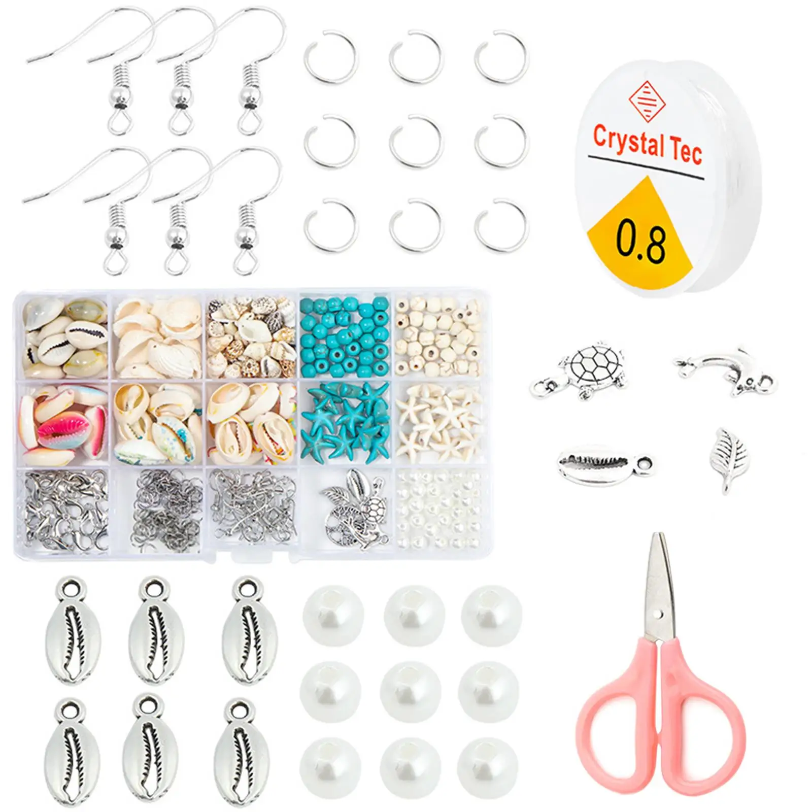 Jewelry Making Kits, Starfish Turquoise Set Shells Colorful Homemade for Home Decorations Crafts Party Ornaments Gifts Necklaces
Jewelry Making Kits, Starfish Turquoise Set Shells Colorful Homemade for Home Decorations Crafts Party Ornaments Gifts Necklaces
