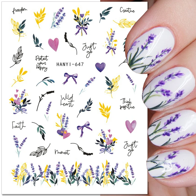 1PC Bronzing Lavender Nail Stickers Colorful Flower Leaves Nail Decals DIY Tips Nail Art Decorations Nail Design Manicure Wrap
1PC Bronzing Lavender Nail Stickers Colorful Flower Leaves Nail Decals DIY Tips Nail Art Decorations Nail Design Manicure Wrap