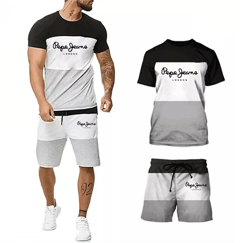Men's T-Shirt + Shorts Splicing Tracksuit Summer Sportswear Short Set Fitness Suit Breathable Causal Brand Clothing
Men's T-Shirt + Shorts Splicing Tracksuit Summer Sportswear Short Set Fitness Suit Breathable Causal Brand Clothing