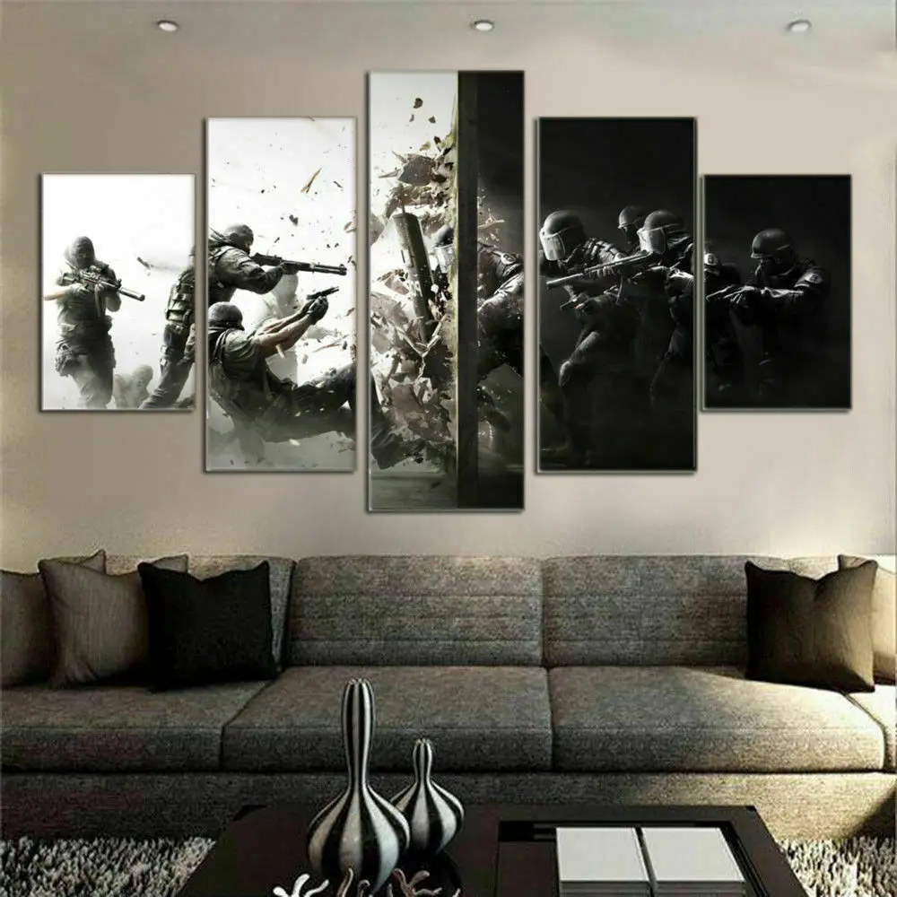 Unframed 5Pcs Rainbow Six Siege Games Cuadros Canvas HD Printed Posters Wall Art Picture Paintings for Living Room Home Decor
Unframed 5Pcs Rainbow Six Siege Games Cuadros Canvas HD Printed Posters Wall Art Picture Paintings for Living Room Home Decor