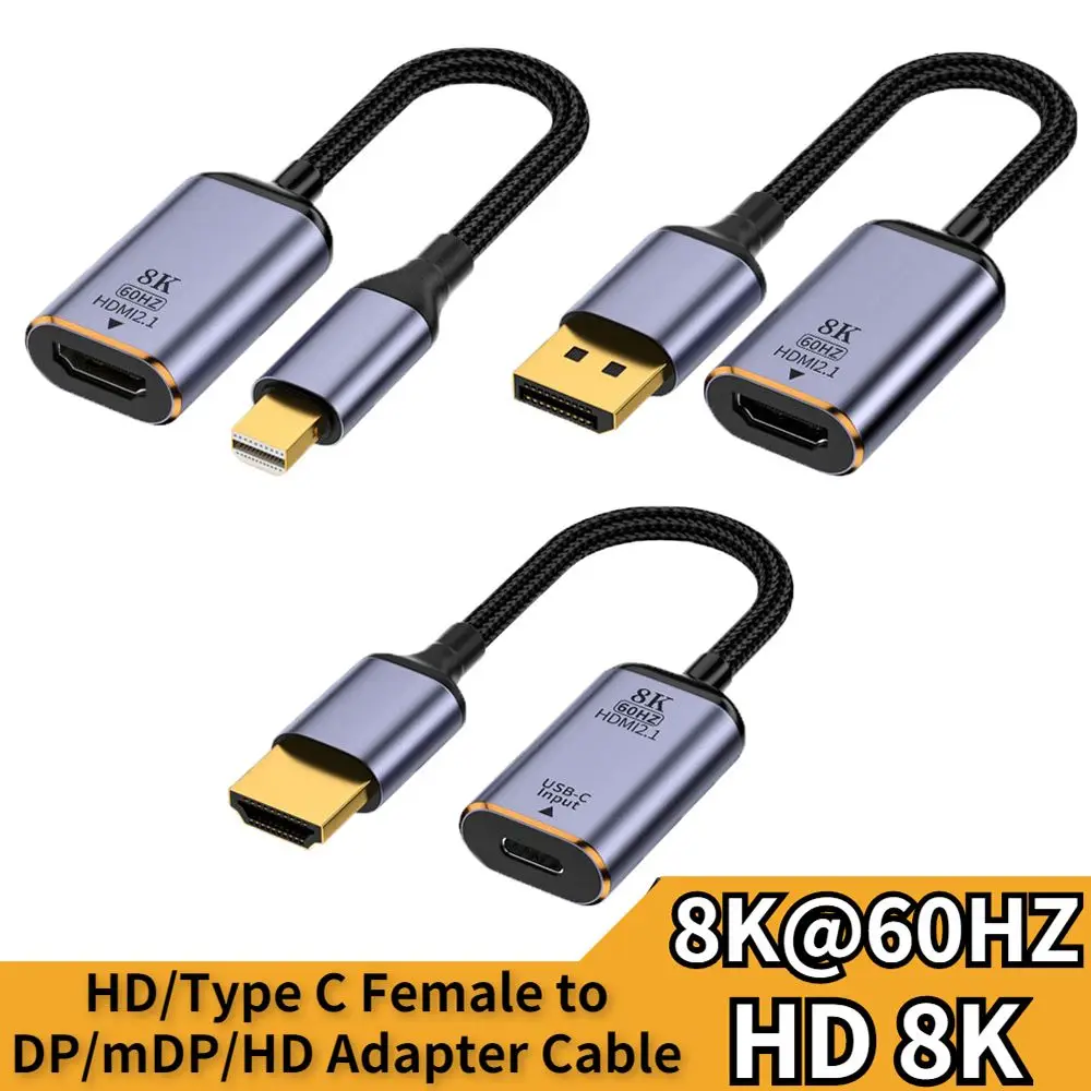 Premium HD 8K 60Hz HDMI to USB-C Video Adapter Type-C to DP/Mini DP Converter Male to Female For Laptop TV Projector Monitor
Premium HD 8K 60Hz HDMI to USB-C Video Adapter Type-C to DP/Mini DP Converter Male to Female For Laptop TV Projector Monitor
