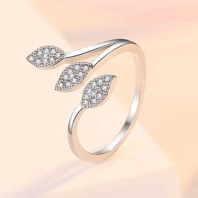 S925 Sterling Silver Fine 3 Leaves Zircon Open End Ring For Women Korean Fashion Charm Wedding Gift Jewelry
S925 Sterling Silver Fine 3 Leaves Zircon Open End Ring For Women Korean Fashion Charm Wedding Gift Jewelry
