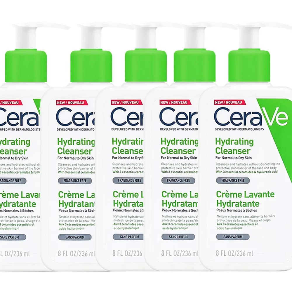 5PCS CeraVe Hydrating Cleanser Repair Sensitive Skin Moisturizing No Foaming Gentle Cleaning Non-Drying Beauty Health 236ml 
5PCS CeraVe Hydrating Cleanser Repair Sensitive Skin Moisturizing No Foaming Gentle Cleaning Non-Drying Beauty Health 236ml