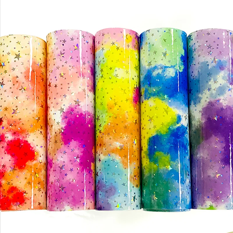 XHT Holographic Mirror Star Printed Cloud Iridescent Colorful PU Faux Leather for Making Shoe/Bag/DIY Accessories/Belt
XHT Holographic Mirror Star Printed Cloud Iridescent Colorful PU Faux Leather for Making Shoe/Bag/DIY Accessories/Belt