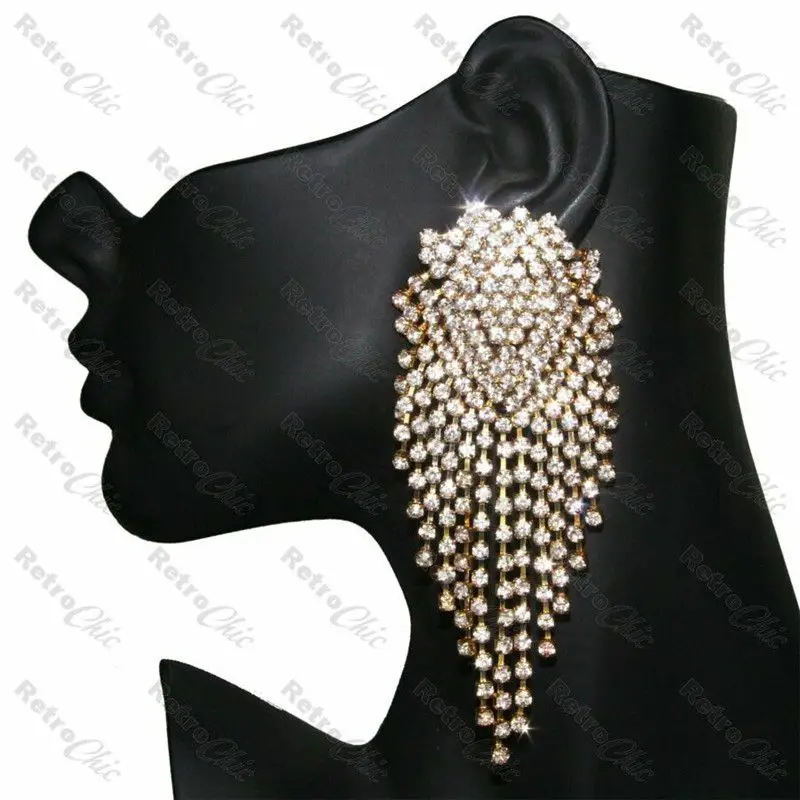 HUGE EARRINGS Drop-shaped metal cutout tassel vintage earrings CHANDELIER BIG BLING CRYSTAL long glass rhinestone
HUGE EARRINGS Drop-shaped metal cutout tassel vintage earrings CHANDELIER BIG BLING CRYSTAL long glass rhinestone