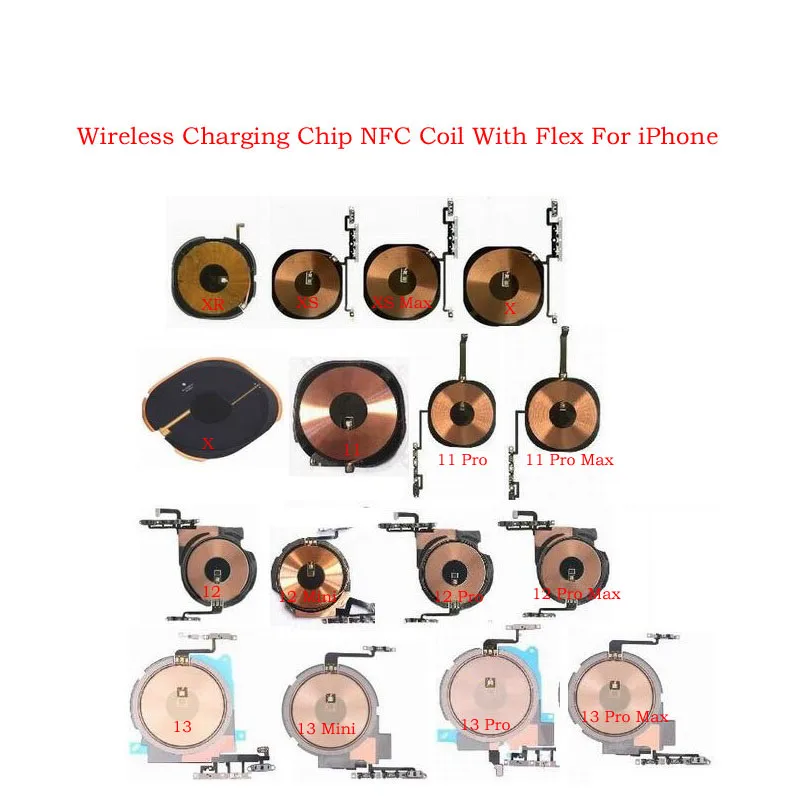 Беспроводная зарядная панель для зарядки с наклейкой чипа NFC, катушкой и гибким кабелем питания для iPhone X XR XS 11 12 13 Mini Pro MAX on.