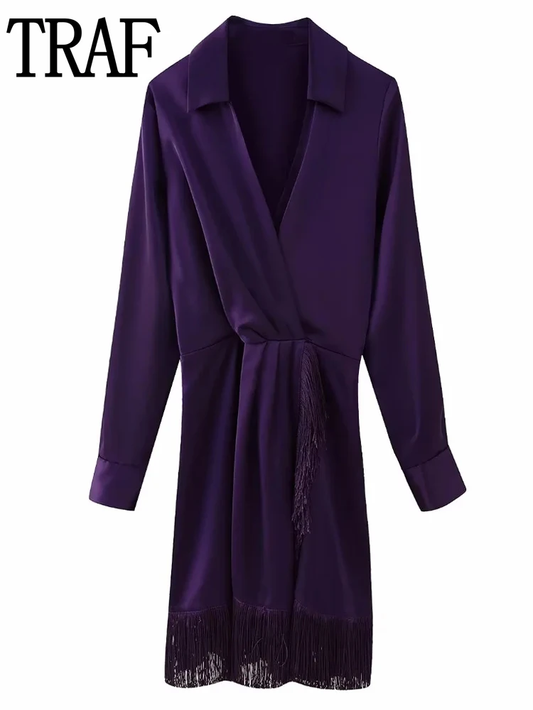 TRAF Purple Satin Dress Women Long Sleeve Mini Dress Woman 2022 Pleated Elegant Dresses For Women Autumn Fringing Short Dresses
TRAF Purple Satin Dress Women Long Sleeve Mini Dress Woman 2022 Pleated Elegant Dresses For Women Autumn Fringing Short Dresses