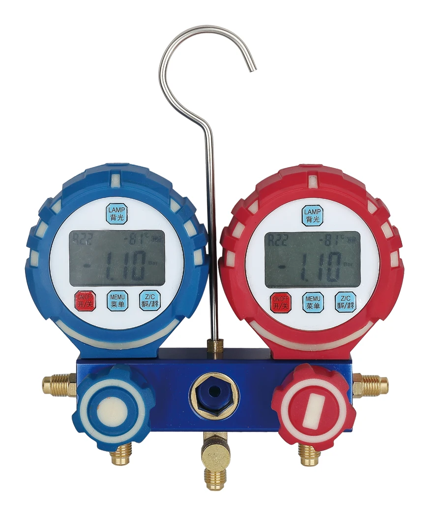 Digital refrigeration manifold gauge set for R22,R134a,R410A,R32 etc AC and car
Digital refrigeration manifold gauge set for R22,R134a,R410A,R32 etc AC and car