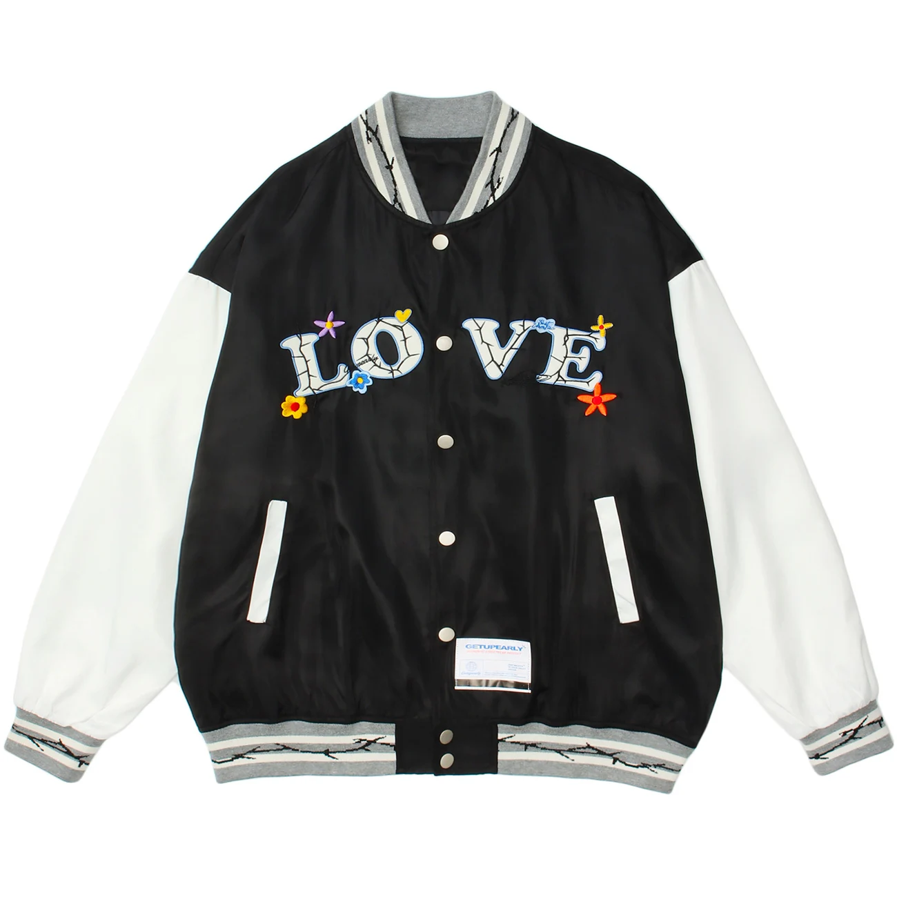 Куртка-бомбер в стиле хип-хоп, уличная одежда в стиле Харадзюку, бейсбольные пальто в полоску с цветочной вышивкой, повседневные свободные т... 
Куртка-бомбер в стиле хип-хоп, уличная одежда в стиле Харадзюку, бейсбольные пальто в полоску с цветочной вышивкой, повседневные свободные т...