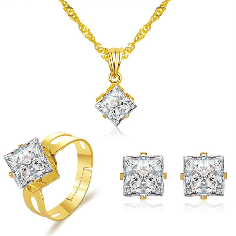 3PCs New Crystal Jewelry Set Temperament Square Zircon Rings Necklace Earrings Trendy Dinner Dress Party Jewelry Accessories
3PCs New Crystal Jewelry Set Temperament Square Zircon Rings Necklace Earrings Trendy Dinner Dress Party Jewelry Accessories