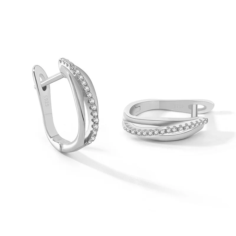 Silver Korean Multi-layer Micro-inlaid Rhinestone Hoop Earrings Women Simple Fashion Short High Quality
Silver Korean Multi-layer Micro-inlaid Rhinestone Hoop Earrings Women Simple Fashion Short High Quality