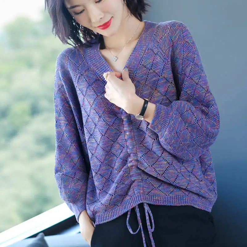 Elegant V-neck Hollow Out Knitted Tops Women Casual Looes Plus Size Knitted Pullovers Female Spring Long Sleeve Thin Sweater
Elegant V-neck Hollow Out Knitted Tops Women Casual Looes Plus Size Knitted Pullovers Female Spring Long Sleeve Thin Sweater