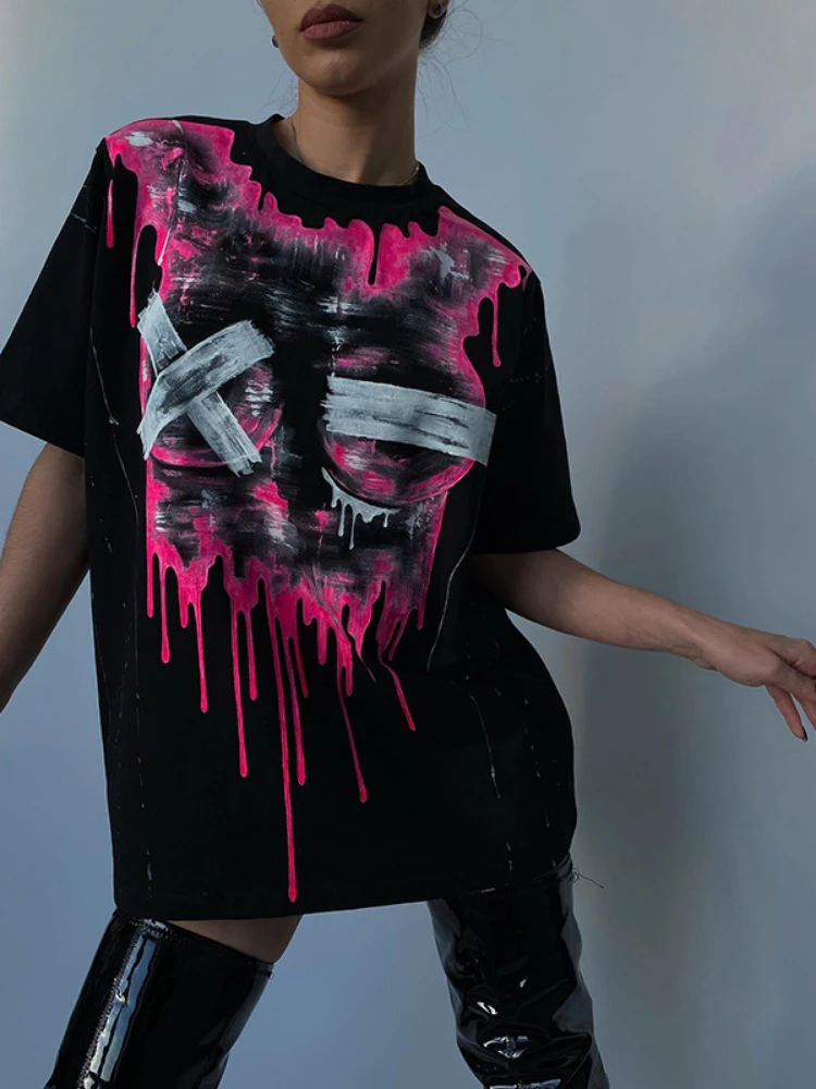 Summer Gothic Punk Print T Shirts Women Loose Streetwear Fashion Casual Short Sleeve Graphic Black Top Tee Trendy
Summer Gothic Punk Print T Shirts Women Loose Streetwear Fashion Casual Short Sleeve Graphic Black Top Tee Trendy