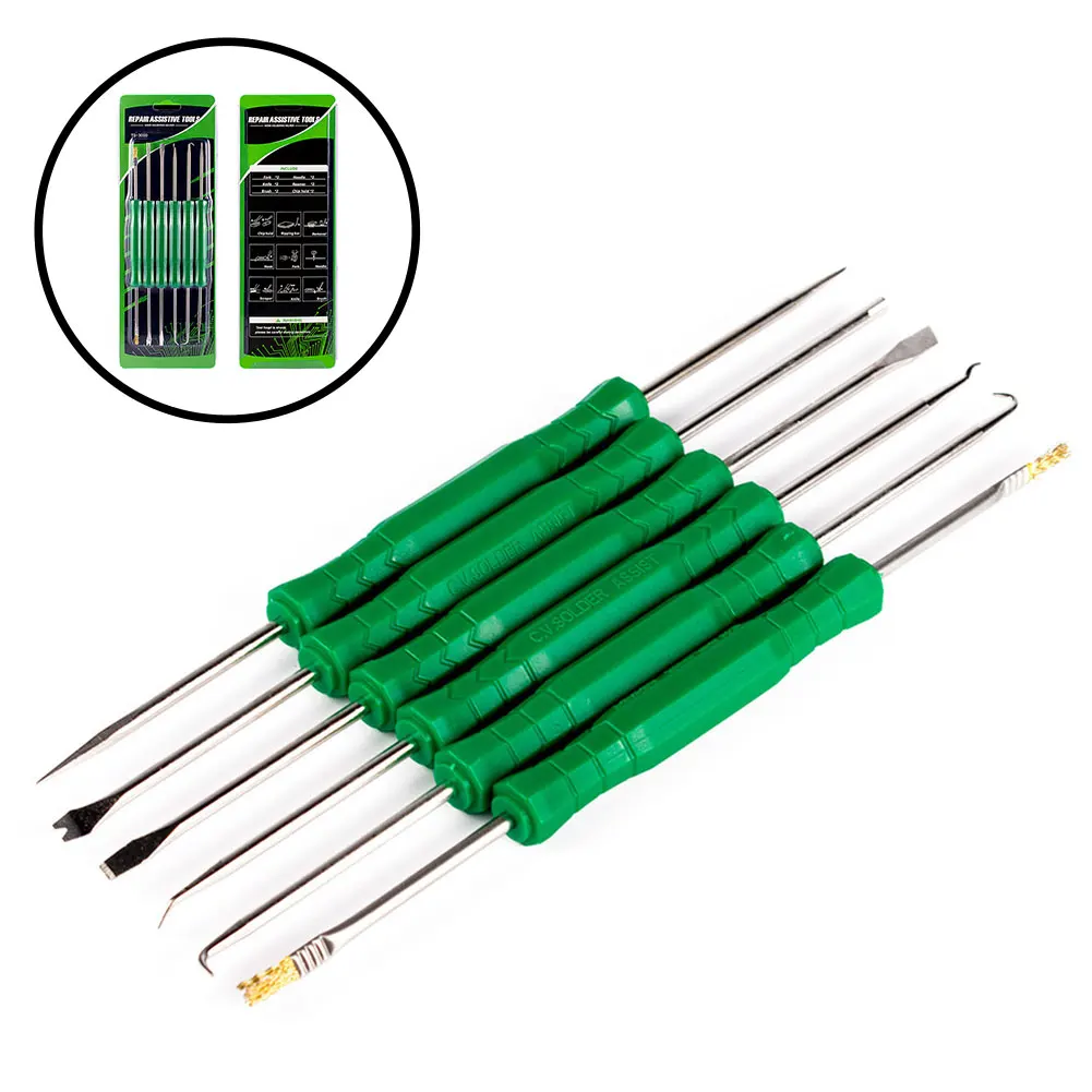 6Pcs Desoldering Aid Tool Kit Soldering Aid Assist Tool Carbon Steel PCB Cleaning Repair Tool Soldering Aid Assist Tool
6Pcs Desoldering Aid Tool Kit Soldering Aid Assist Tool Carbon Steel PCB Cleaning Repair Tool Soldering Aid Assist Tool